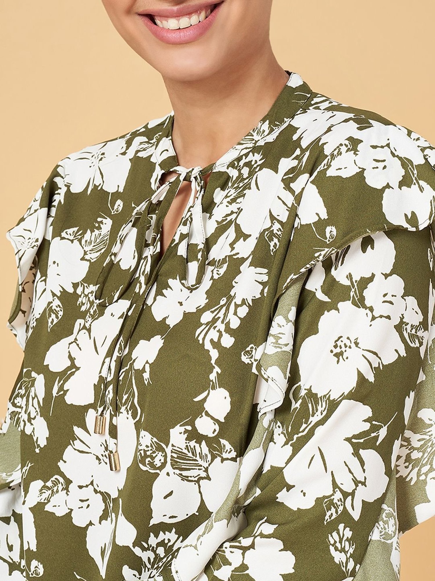 Annabelle by Pantaloons Olive Green Printed Top