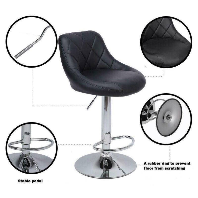 2PCS Bar Stools PU Leather Hydraulic Swivel Pub Chair Barstool Black/White