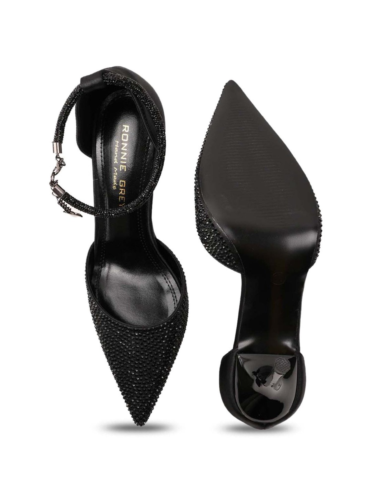 Ronnie Grey Women's Black Ankle Strap Stilettos