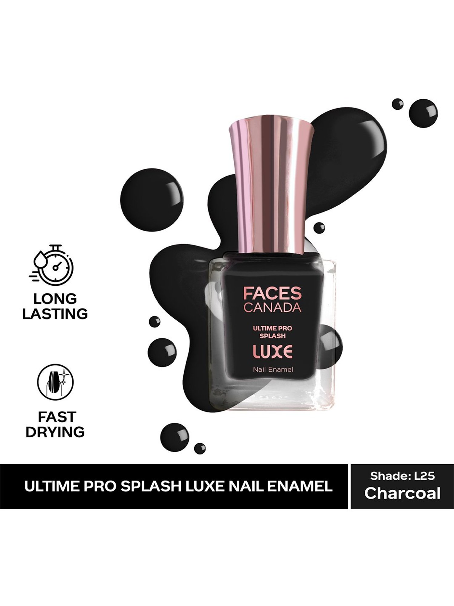 FACES CANADA Ultime Pro Splash Luxe Nail Enamel Charcoal L25 - 12 ml