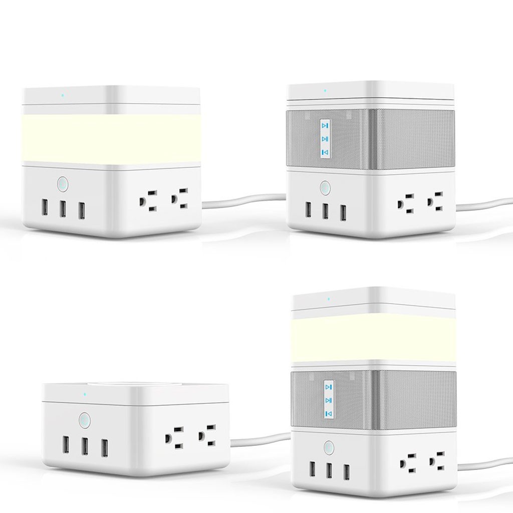 Avatar Control FreeCube Bluetooth Speaker, Power Strip with 4 AC/3 USB Port, LED Gesture Sensor Light, Wireless Charger, 4 in 1 Smart Home Modular, POGO Pin Connected 4 Free Modules