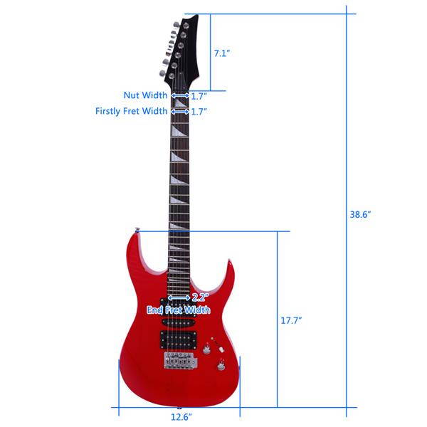 170 Burning Fire Style Professional Electric Guitar with Bag + Strap + Paddle + Rocker + Cable + Wrench Tool