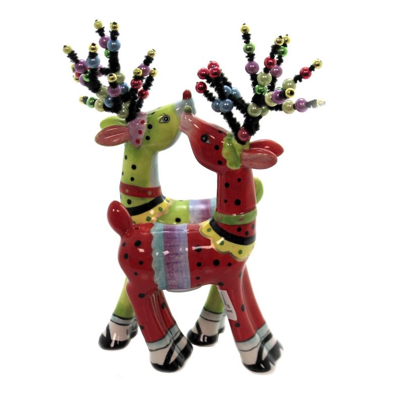 Tabletop 6.0" Magnetic Mod Reindeers Salt Pepper Shaker Christmas Cosmos Gifts Corp.  -  Salt And Pepper Shaker Sets