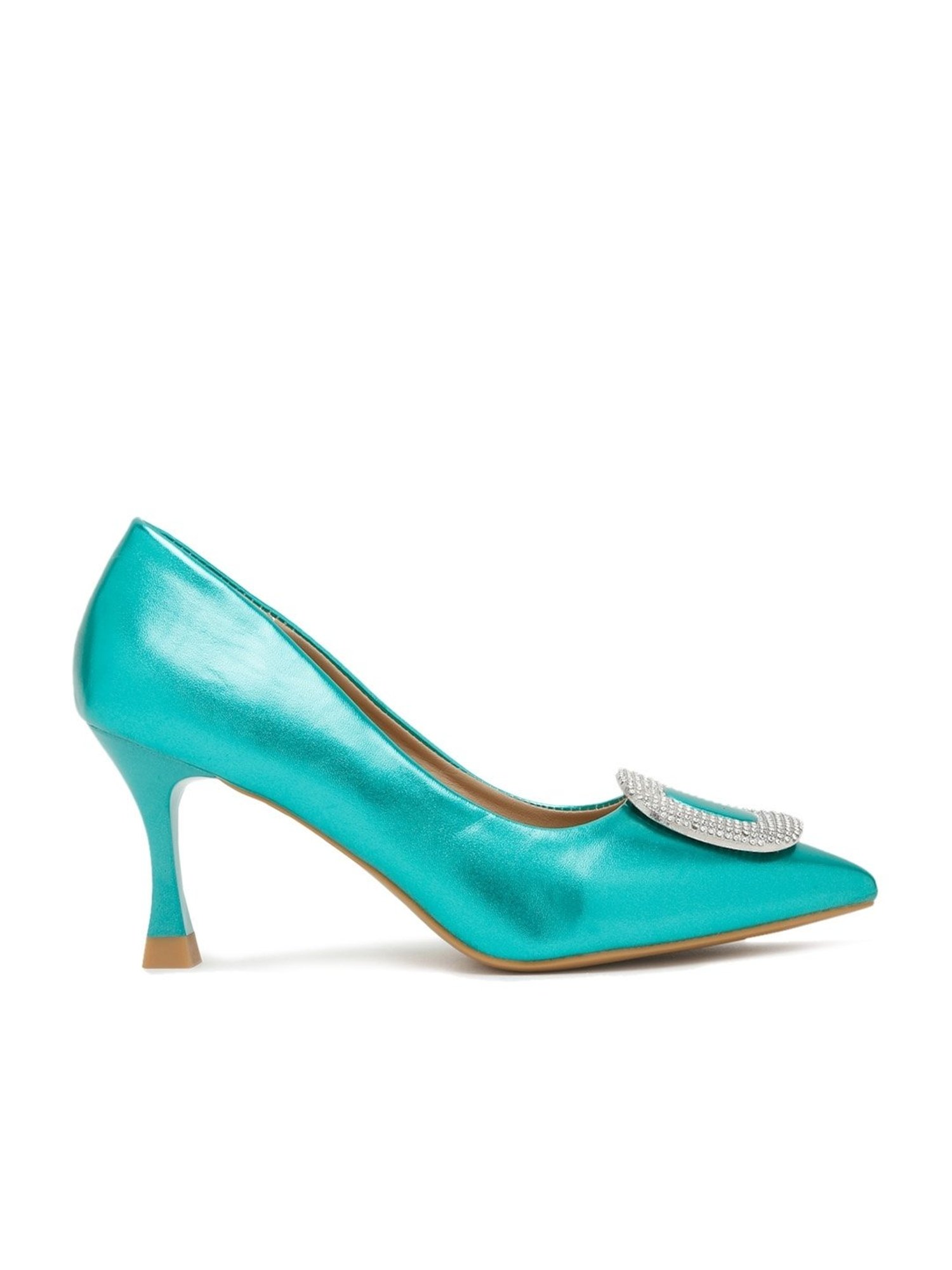 Flat N Heels Women's Green Stiletto Pumps