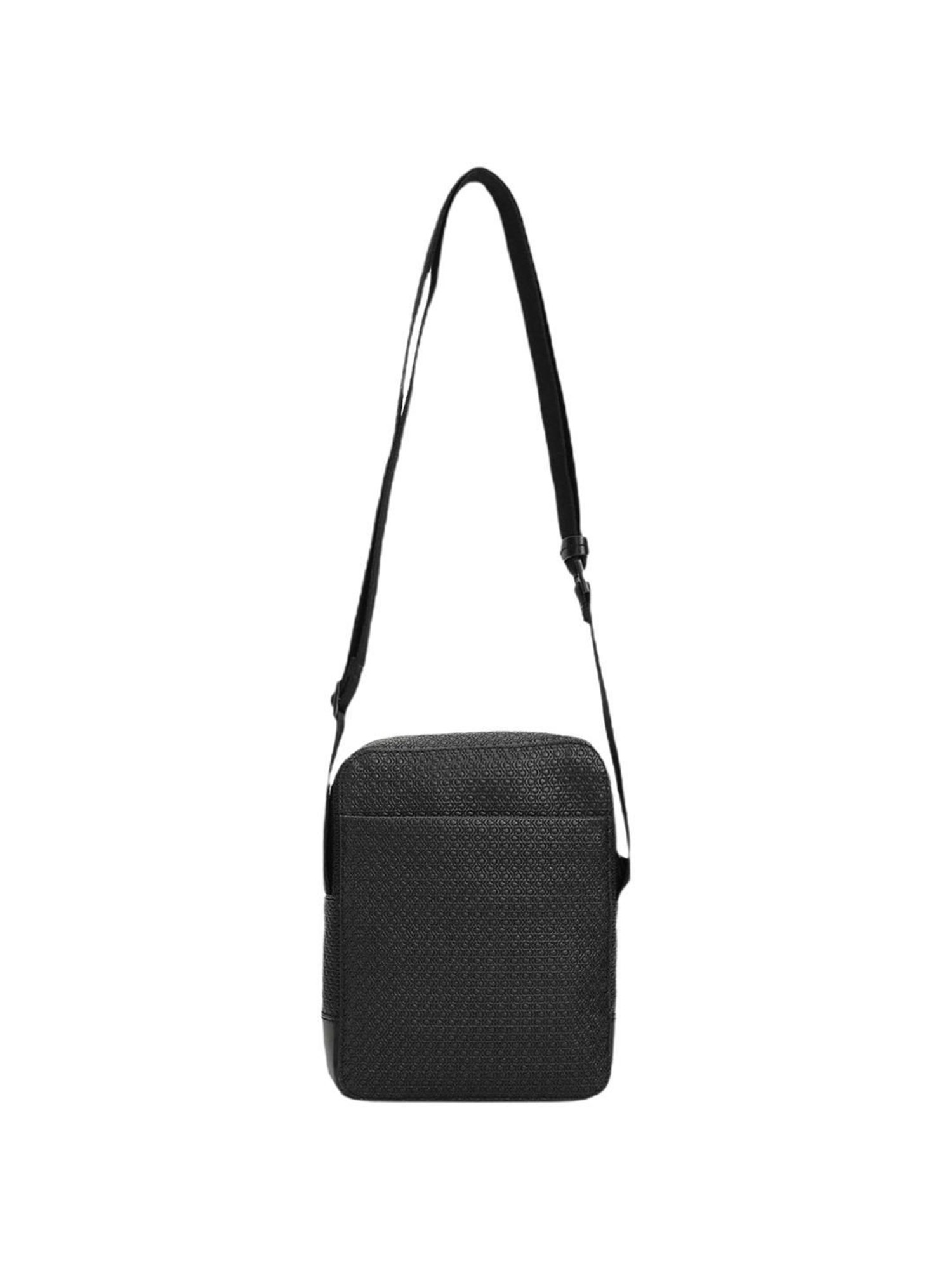 CALVIN KLEIN Black Modern Bar Reporter Logo Medium Cross Body Bag