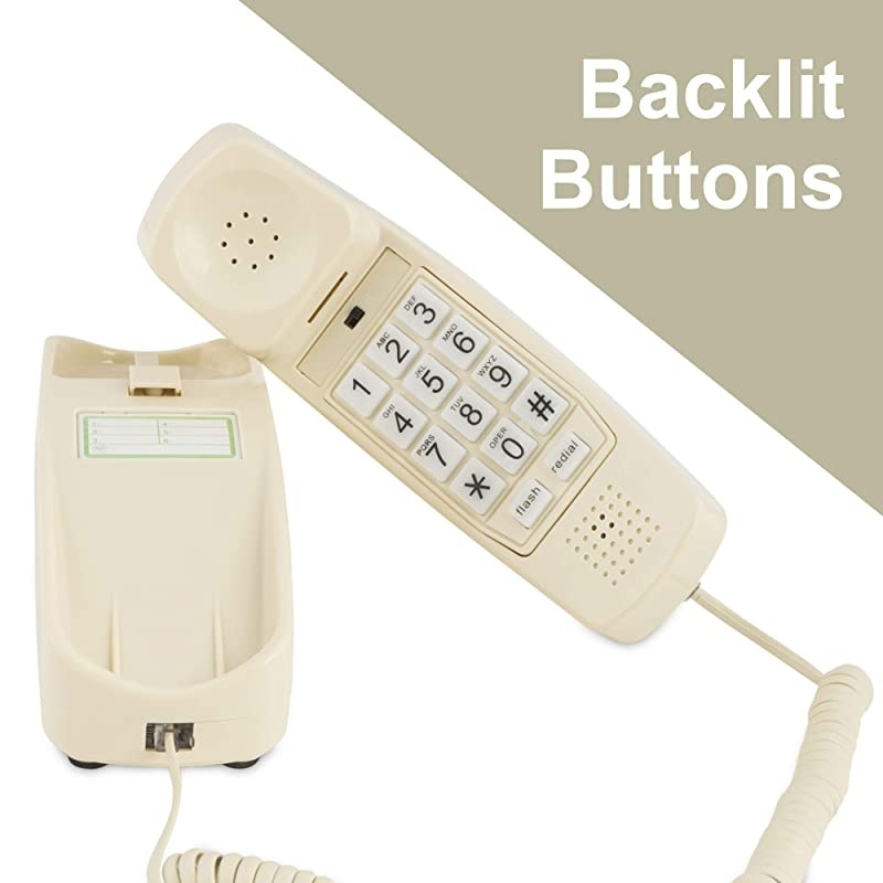 Corded Phone Senior Landline Phones for Home Home Phones for Seniors Hearing and Vision Impaired Loud Ringer Large Backlit Keypad Voice Amplification Wall Mount Ready Bone Ivory