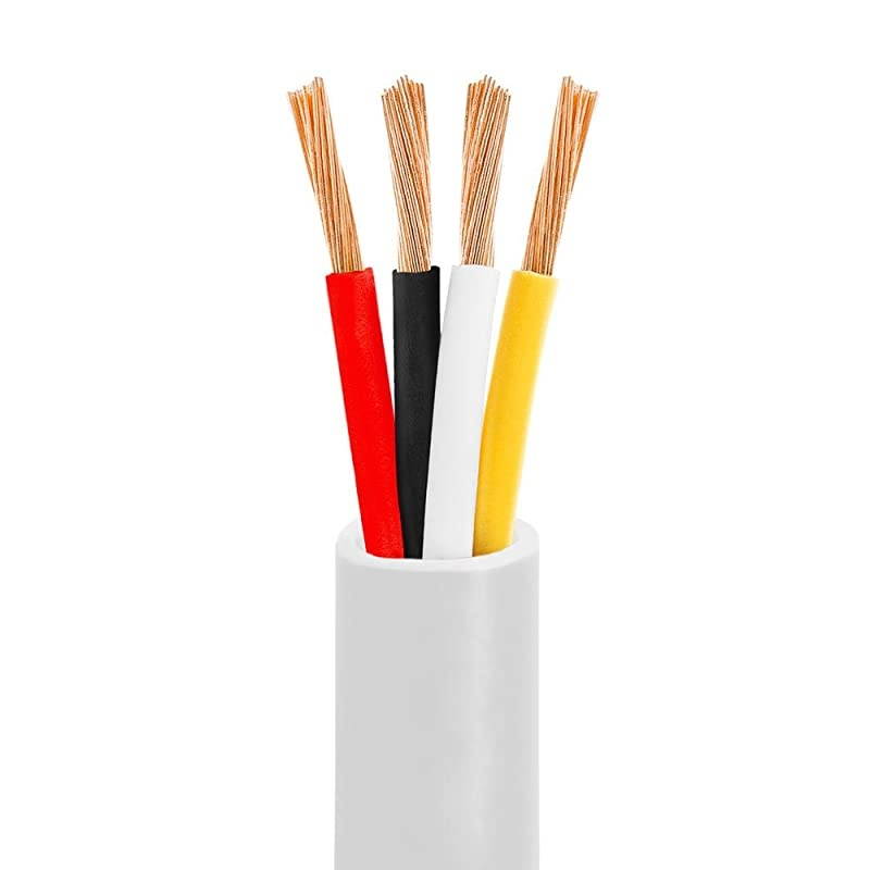 250FT 16AWG Speaker Wire Cable with 4 Conductor Speaker Cable (CCA) Copper Clad Aluminum CL2 Rated In-Wall Speaker Wire for Home Theater & Car Audio - 250 Feet, White