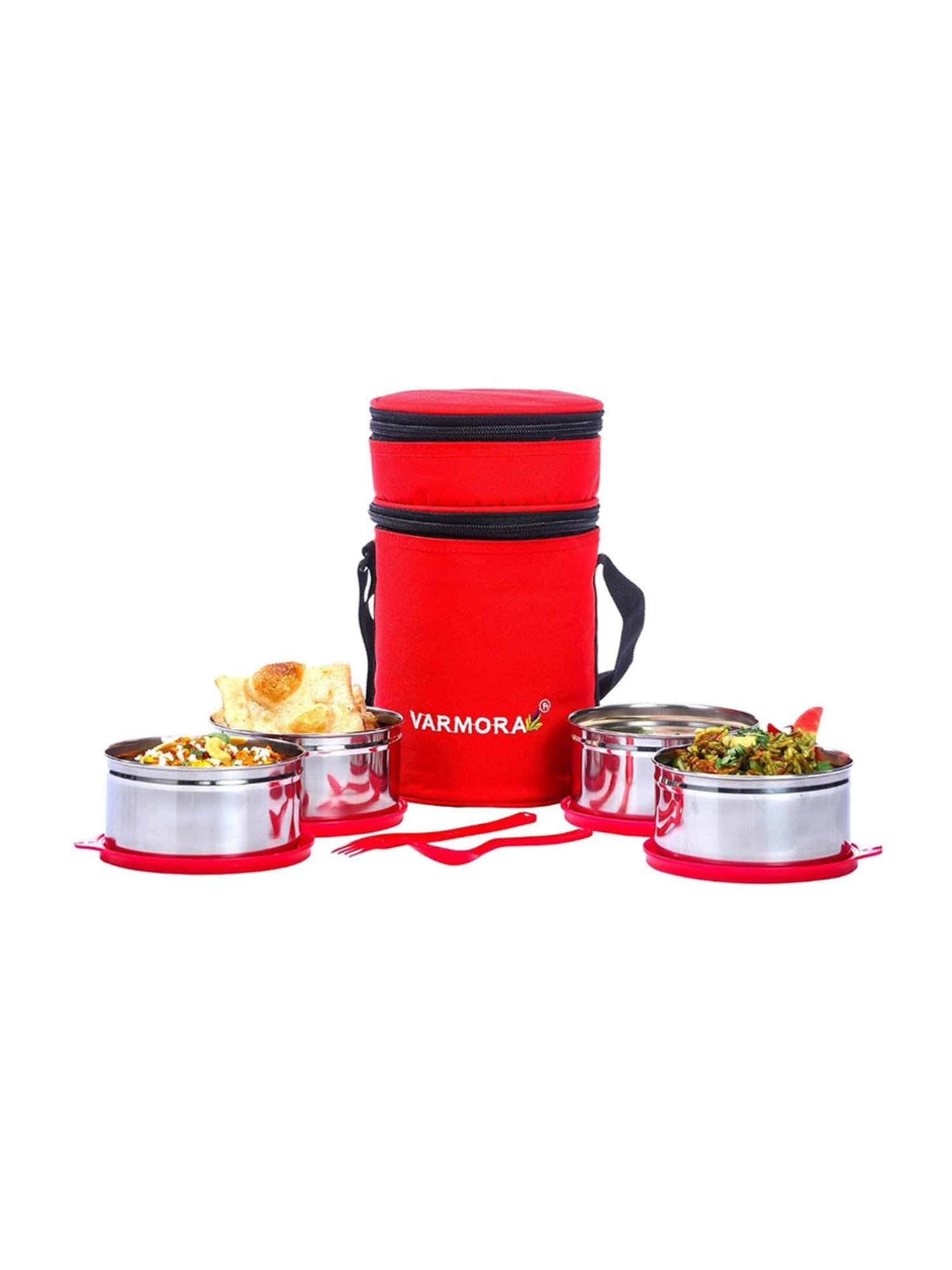 Varmora Quattro Raspberry Pink Stainless Steel Lunch Box - 390 ml