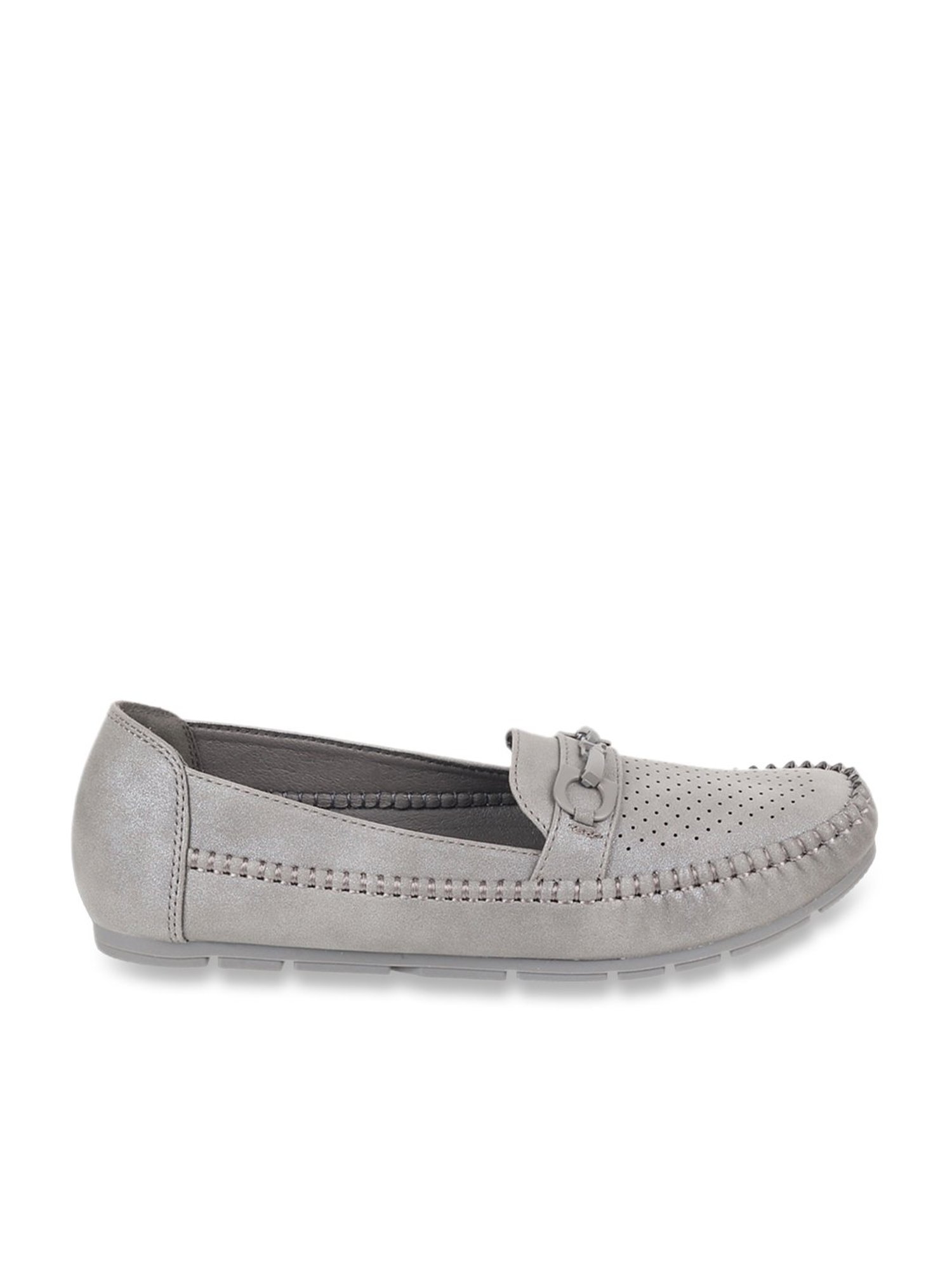 Mochi Women's Grey Casual Loafers
