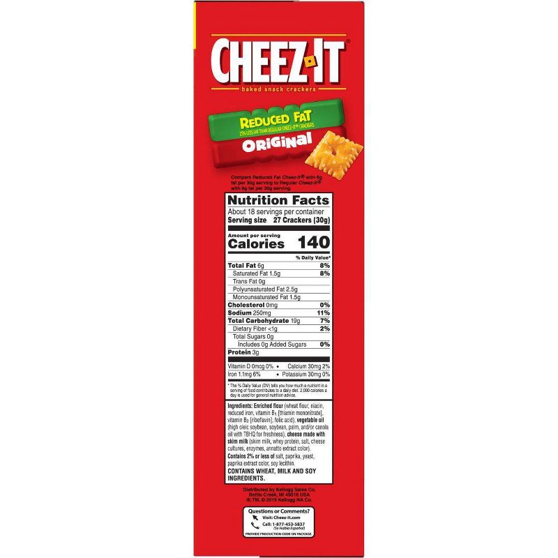 Cheez-It Reduced Fat Original Baked Snack Crackers - 19oz