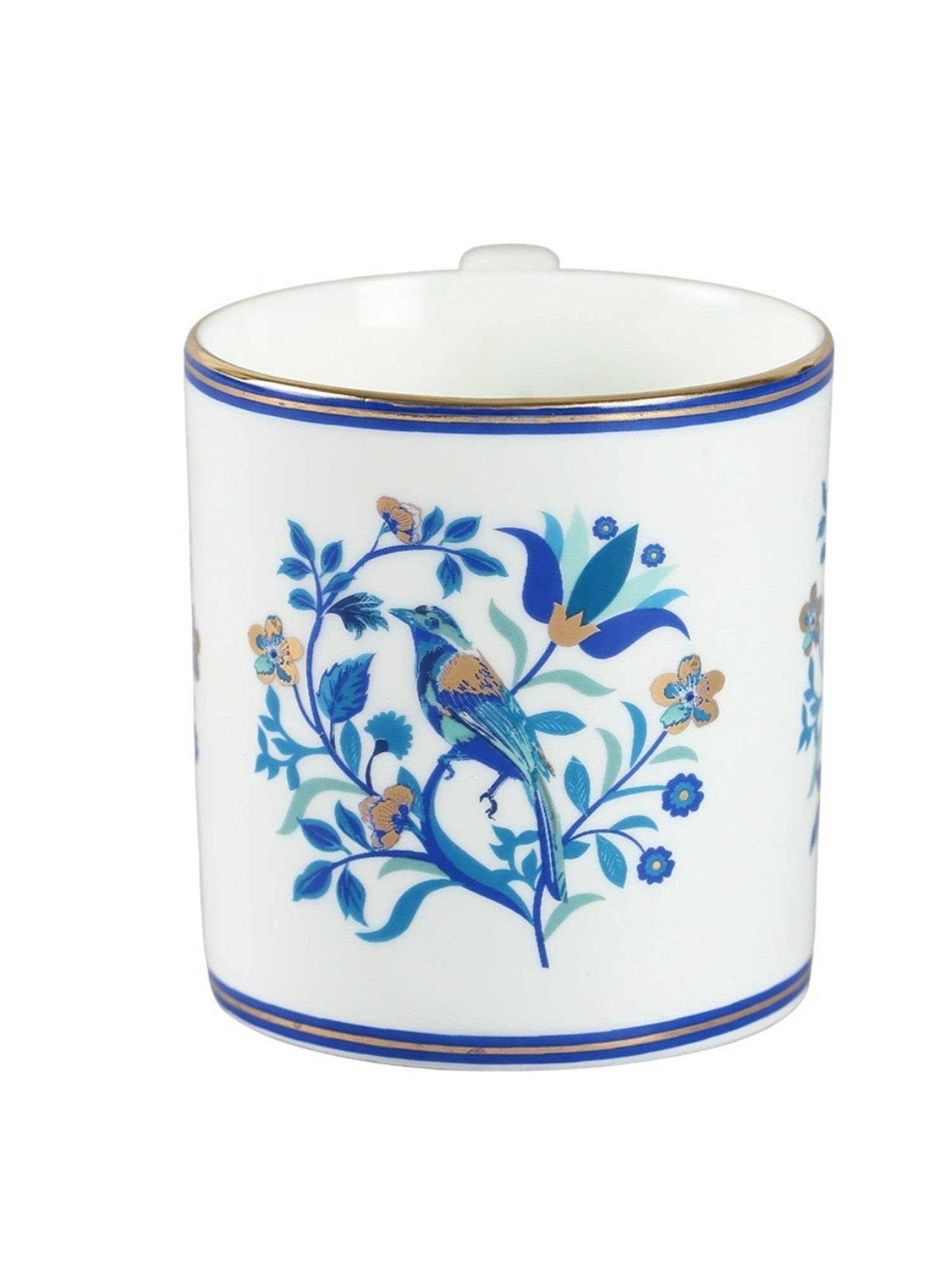 India Circus Floral Blue Bone China Snack Set (Set of 7)