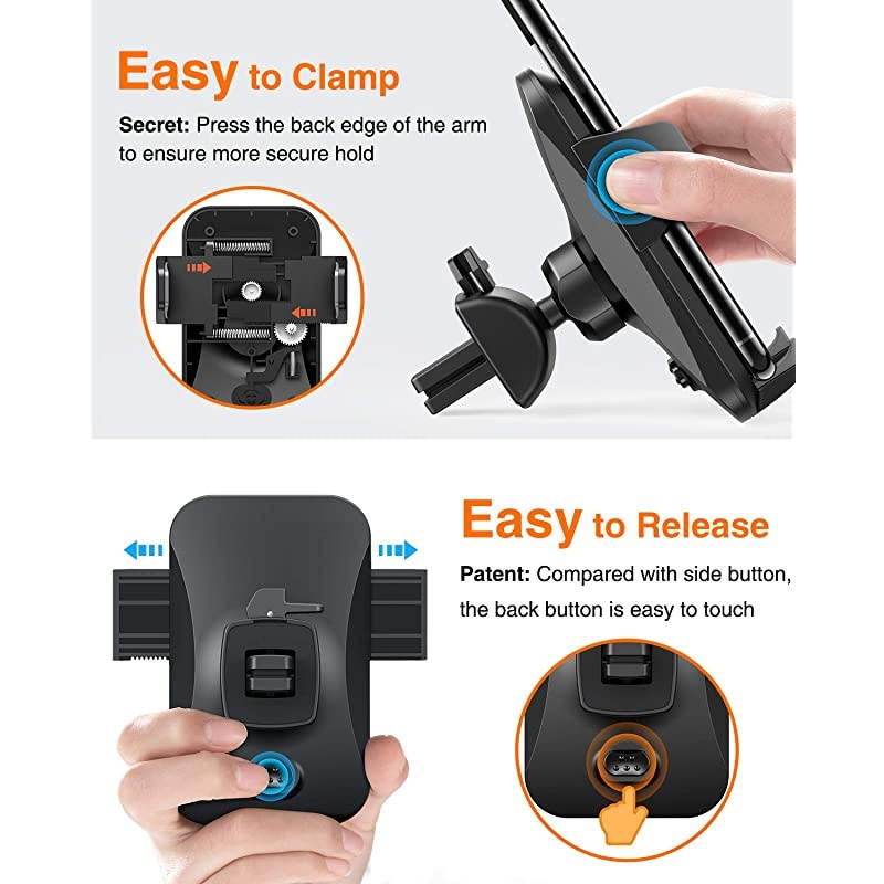 Car Phone Mount Universal Cell Phone Holder for Car Dashboard Windshield Air Vent with OneClick Release Button Compatible with iPhone Samsung Google LG HTC amp More Smartphone