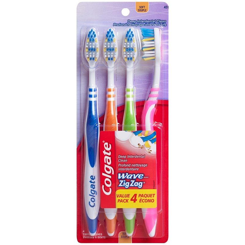 Colgate Wave Zig Zag Toothbrushes - Soft Bristles - 4ct