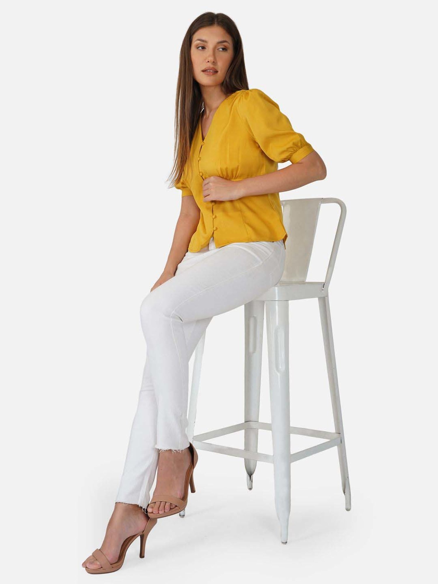 PURYS Mustard Regular Fit Top