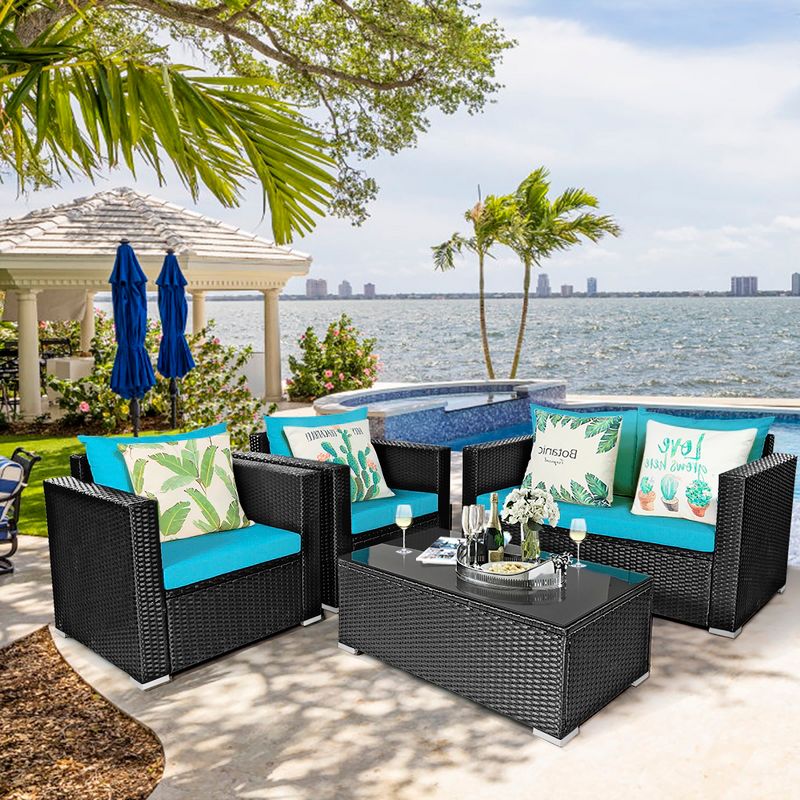 7pc Studio Shine Collection Patio Conversation Set with Sofa, 4 Armchairs & 2 Tables - W Unlimited