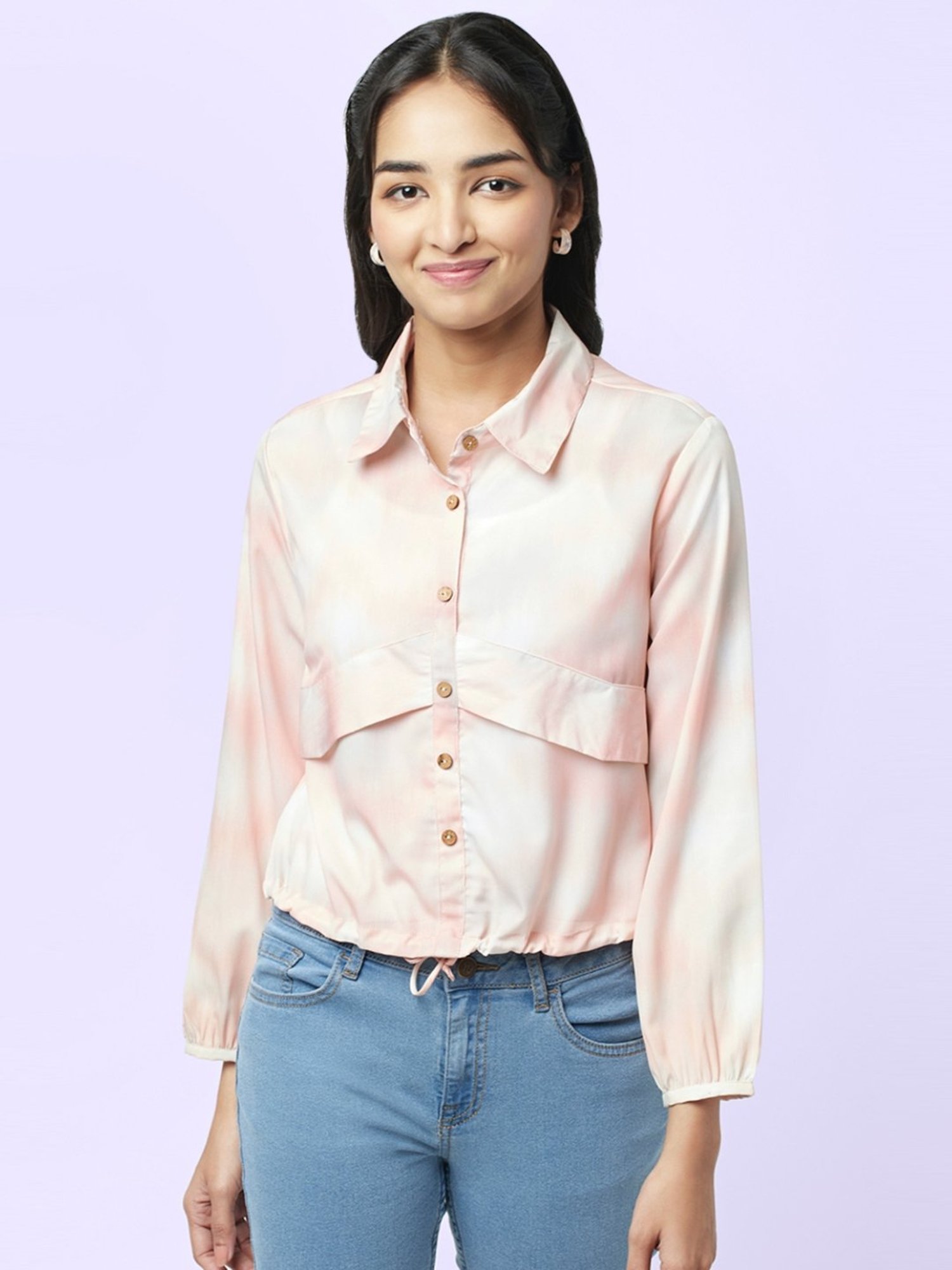 YU by Pantaloons Peach Printed Top