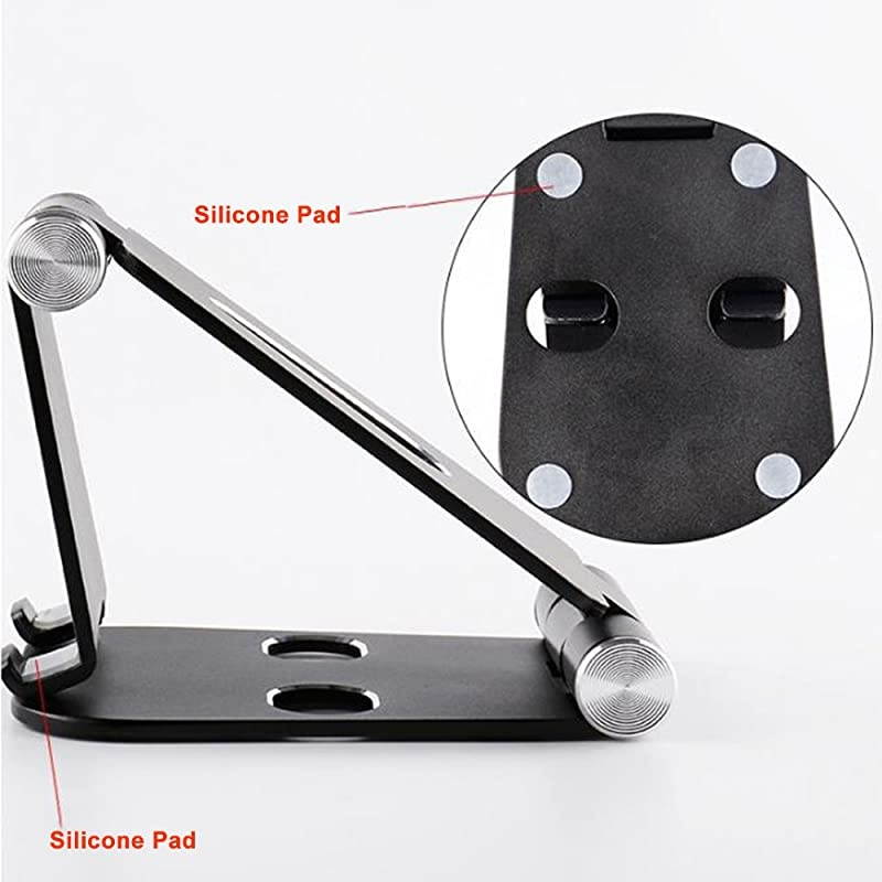 Portable Universal Dual Foldable Adjustable Cell Phone Desk Stand Tablet Stand Compatible with Phone 11 Pro Xs Max Xr X 8 7 6 6s Plus and 47 Inch Devices Black