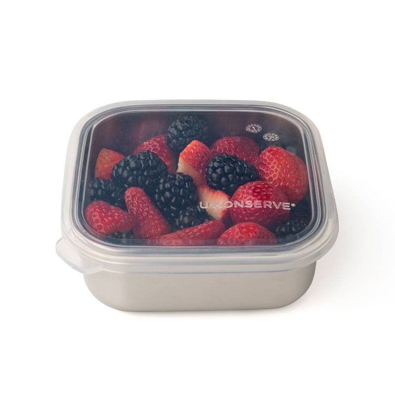 U-Konserve To-Go Stainless Steel Food-Storage Container Square 15oz - Clear  Silicone Lid