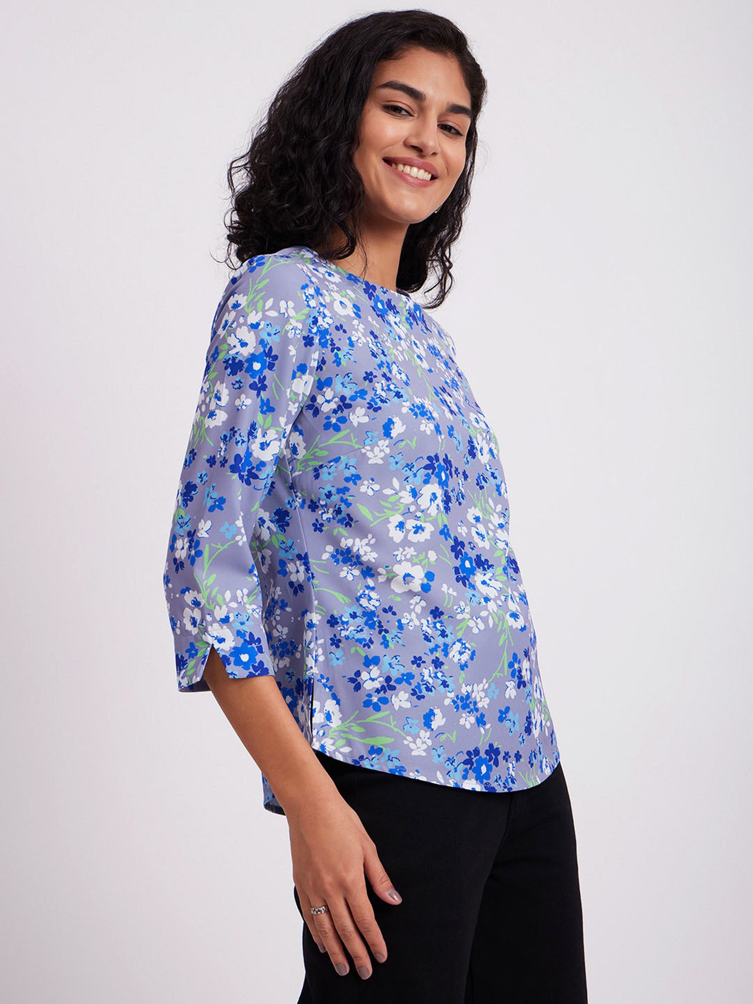 Fablestreet Blue Floral Print Top
