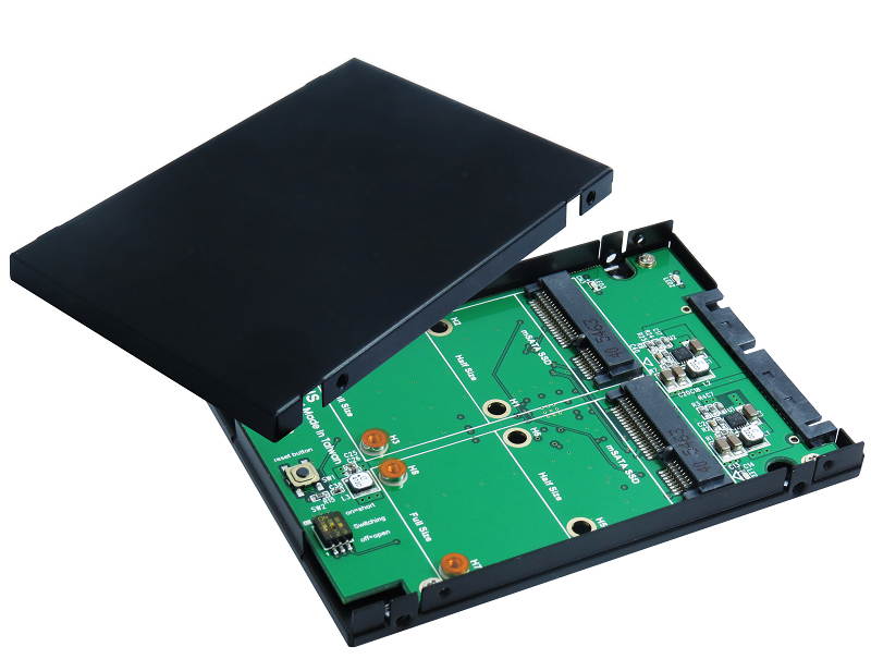 SATA III to mSATA SSD x2 RAID Card with 2.5" Aluminum Housing