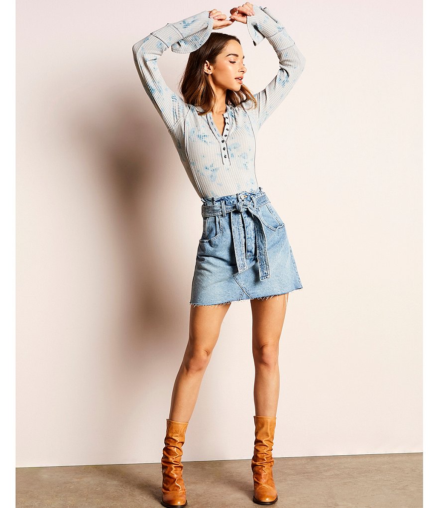 Free People East Of Eden Mini Denim Skirt