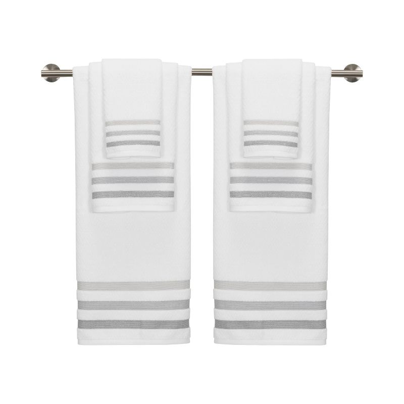 6pc Crinkle Bath Towel Set White/Gray - CARO HOME