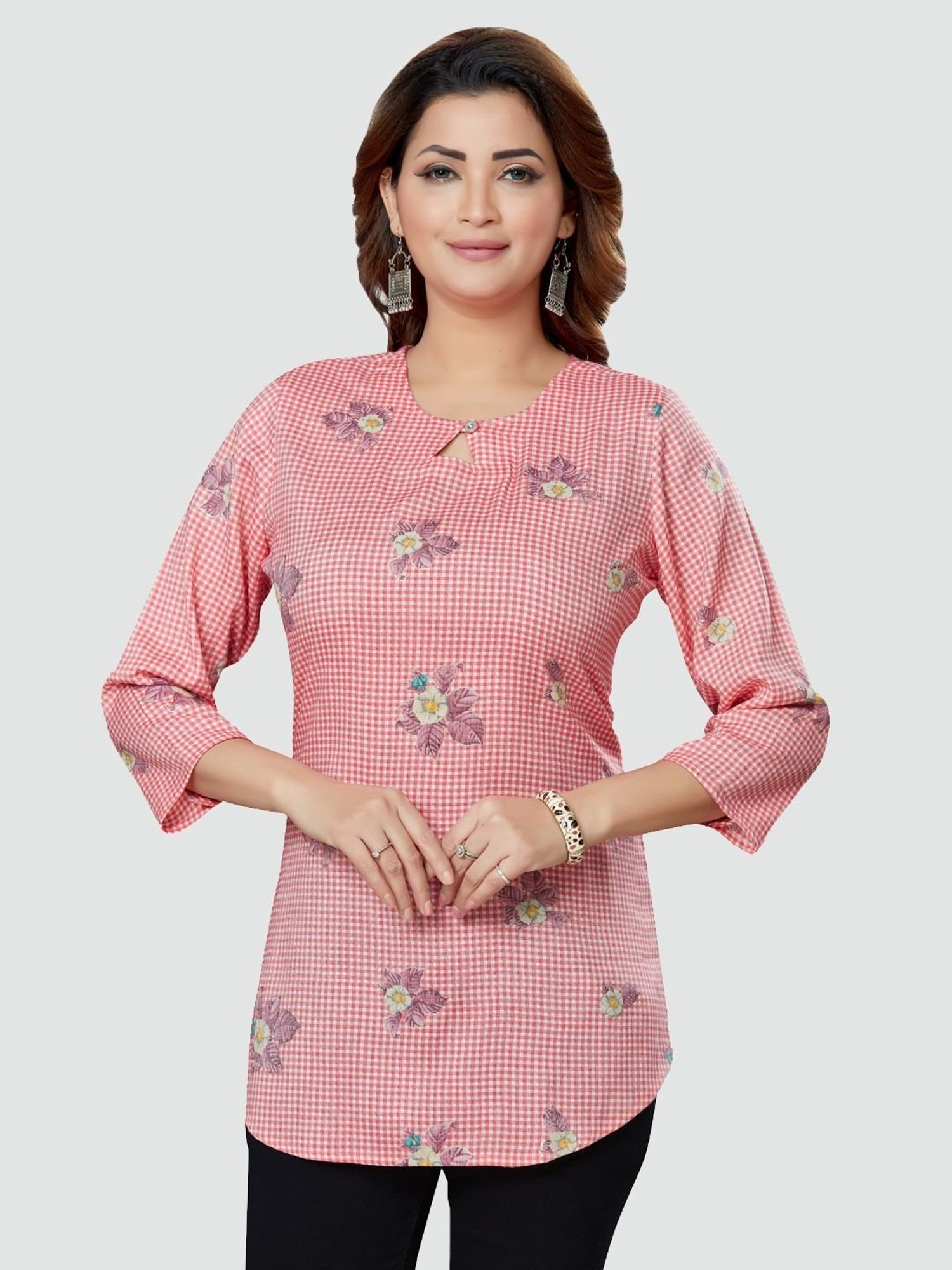 Saree Swarg Pink Printed Tunic
