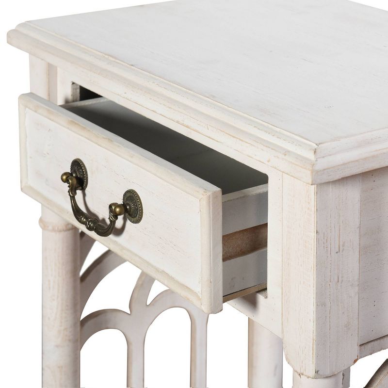 1 Drawer Side Table Distressed White - Stylecraft