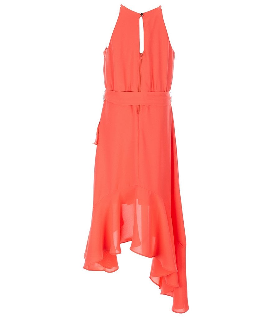 Honey and Rosie Big Girls 7-16 Sleeveless Ruffled Neck Scuba Skater Dress