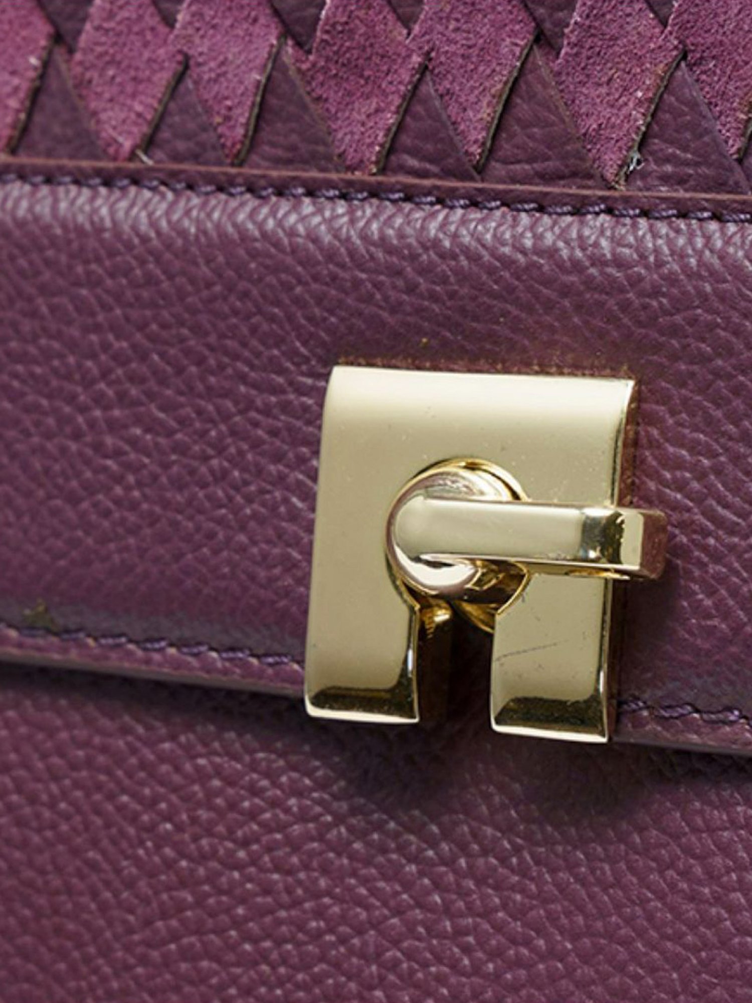 RI2K London Maroon Leather Large Textured Satchel Handbag