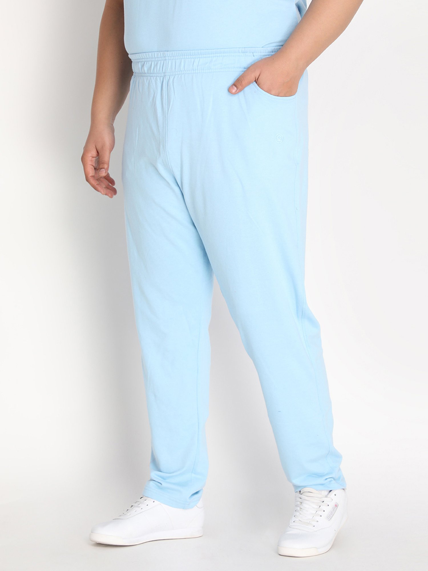Chkokko Sky Blue Cotton Relaxed Fit Trackpants