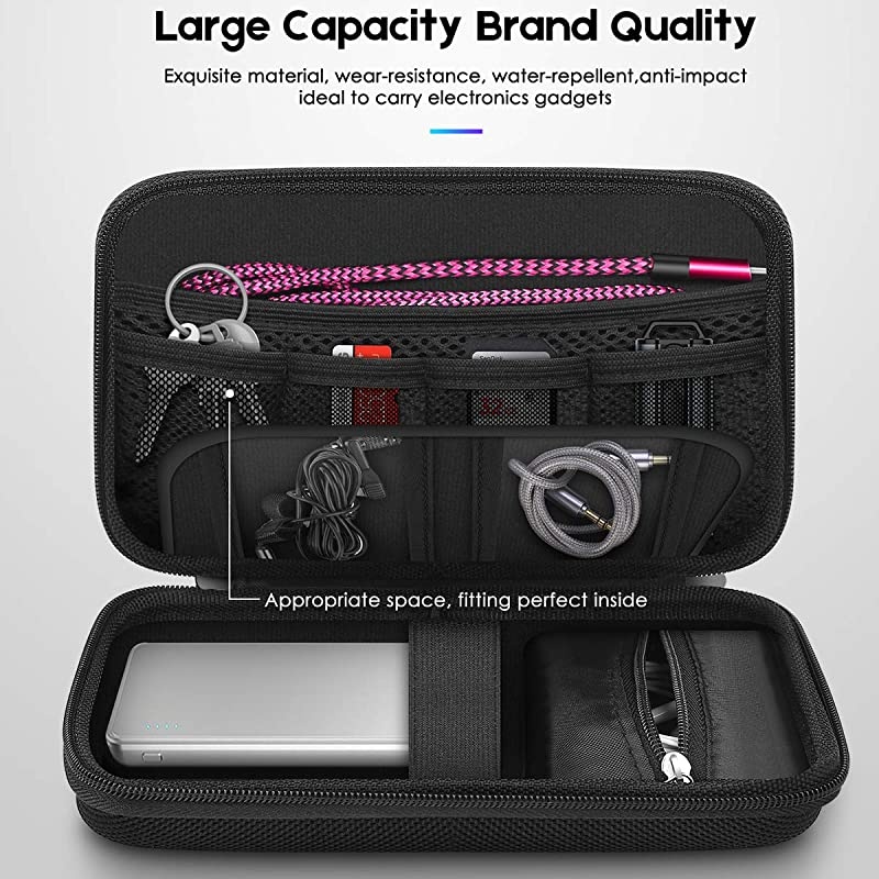 Small Electronic Organizer Portable Storage Hard EVA Bag Universal Travel Electronics Accessories Protective Bag for Cable Hard Drives Tech Gears SD Card USB Phone Accessories and More