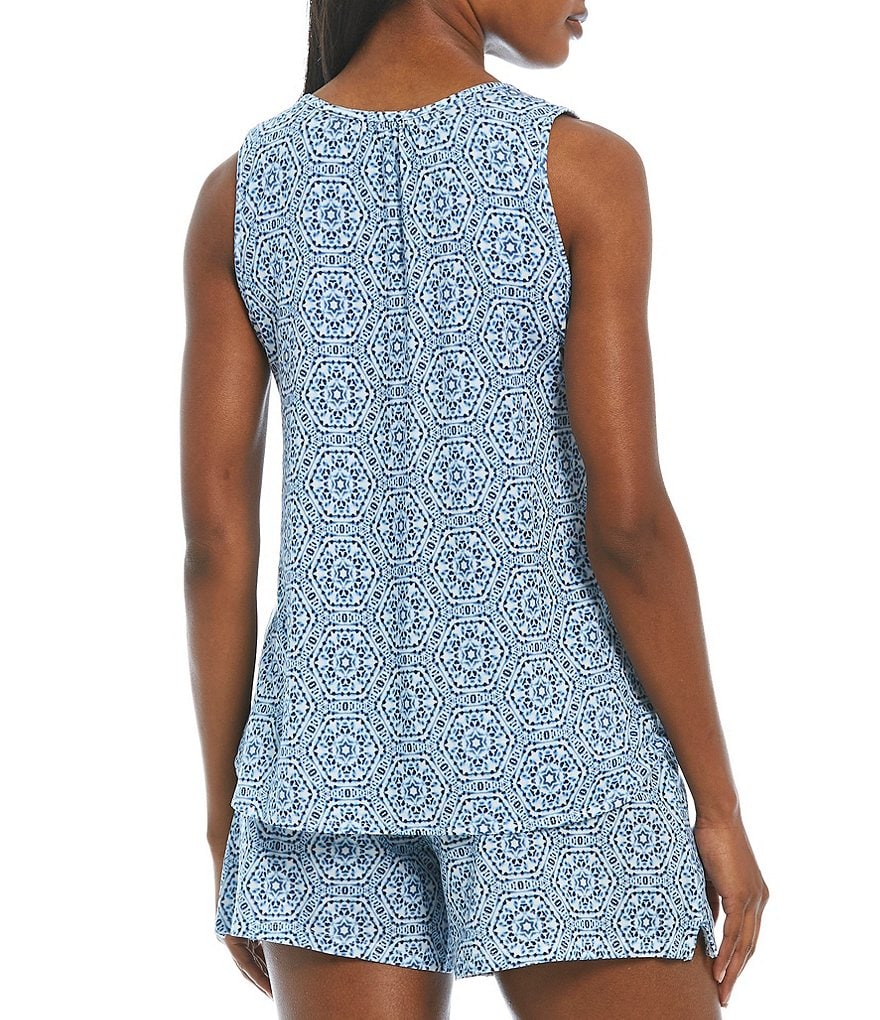 Nottibianche Mosaic Medallion Printed Shelf Bra Jersey Knit Coordinating Sleep Tank