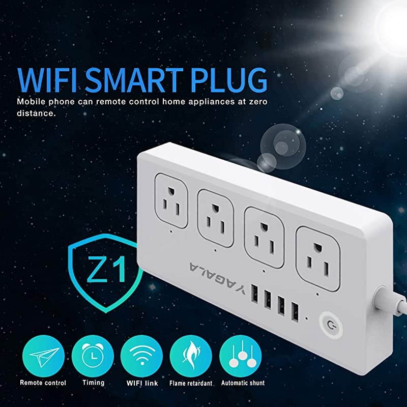 Power Strip, WiFi Surge Protector with 4 AC Outlets and 4 USB Ports, Compatible with Alexa Echo and Google Home Voice Control