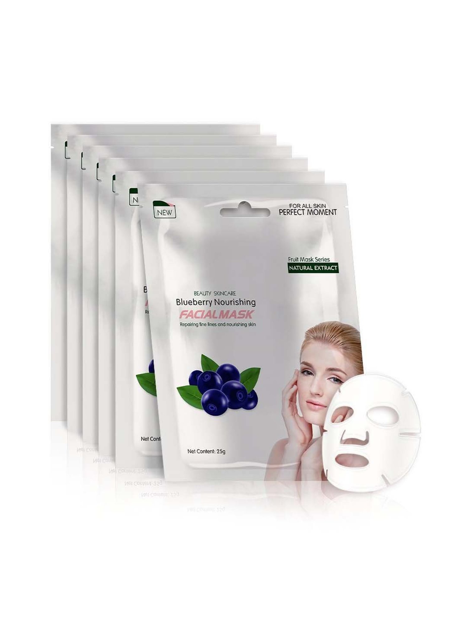 MONDSUB Blueberry Nourishing Sheet Masks (Pack of 6) - 25 gm Each