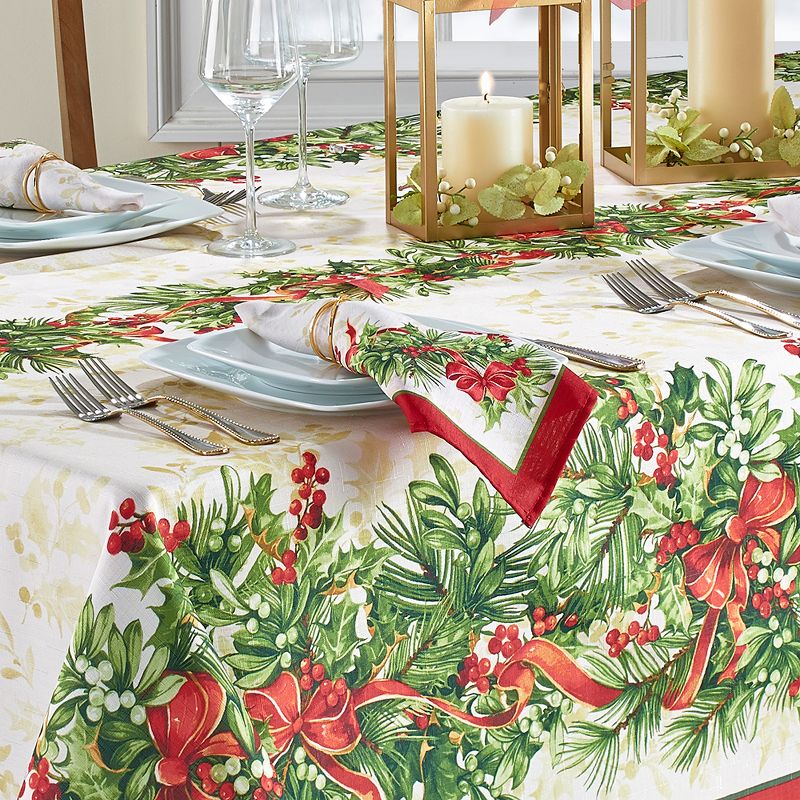 Holly Traditions Holiday Napkins, Set of 4 - 17" x 17" - Red/Green - Elrene Home Fashions