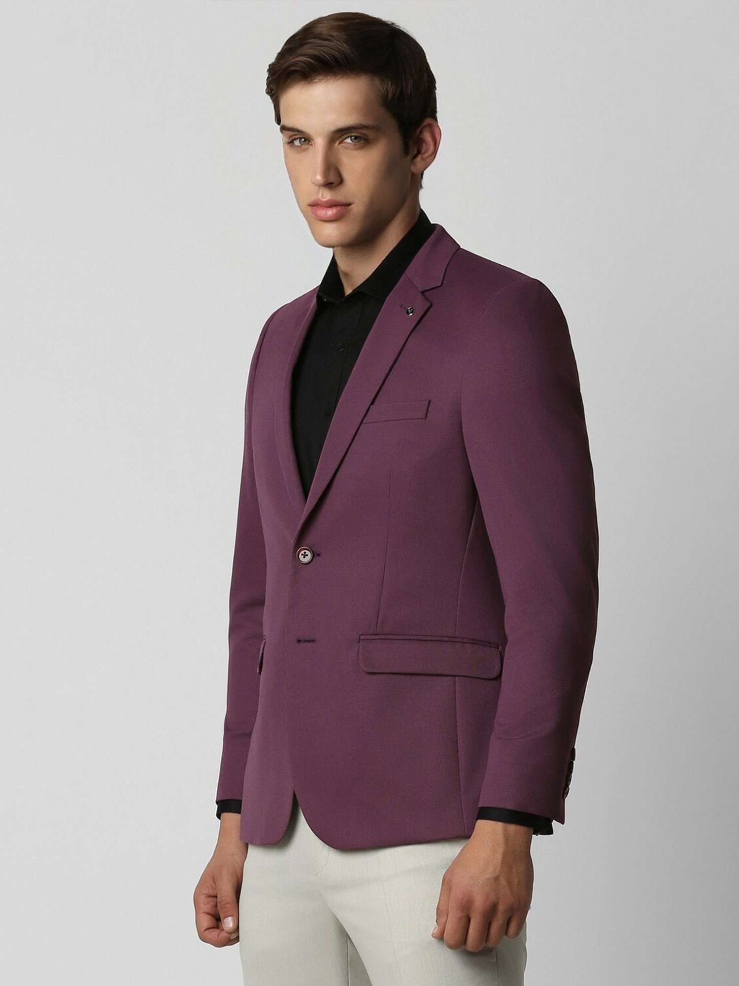 Van Heusen Purple Slim Fit Texture Blazer