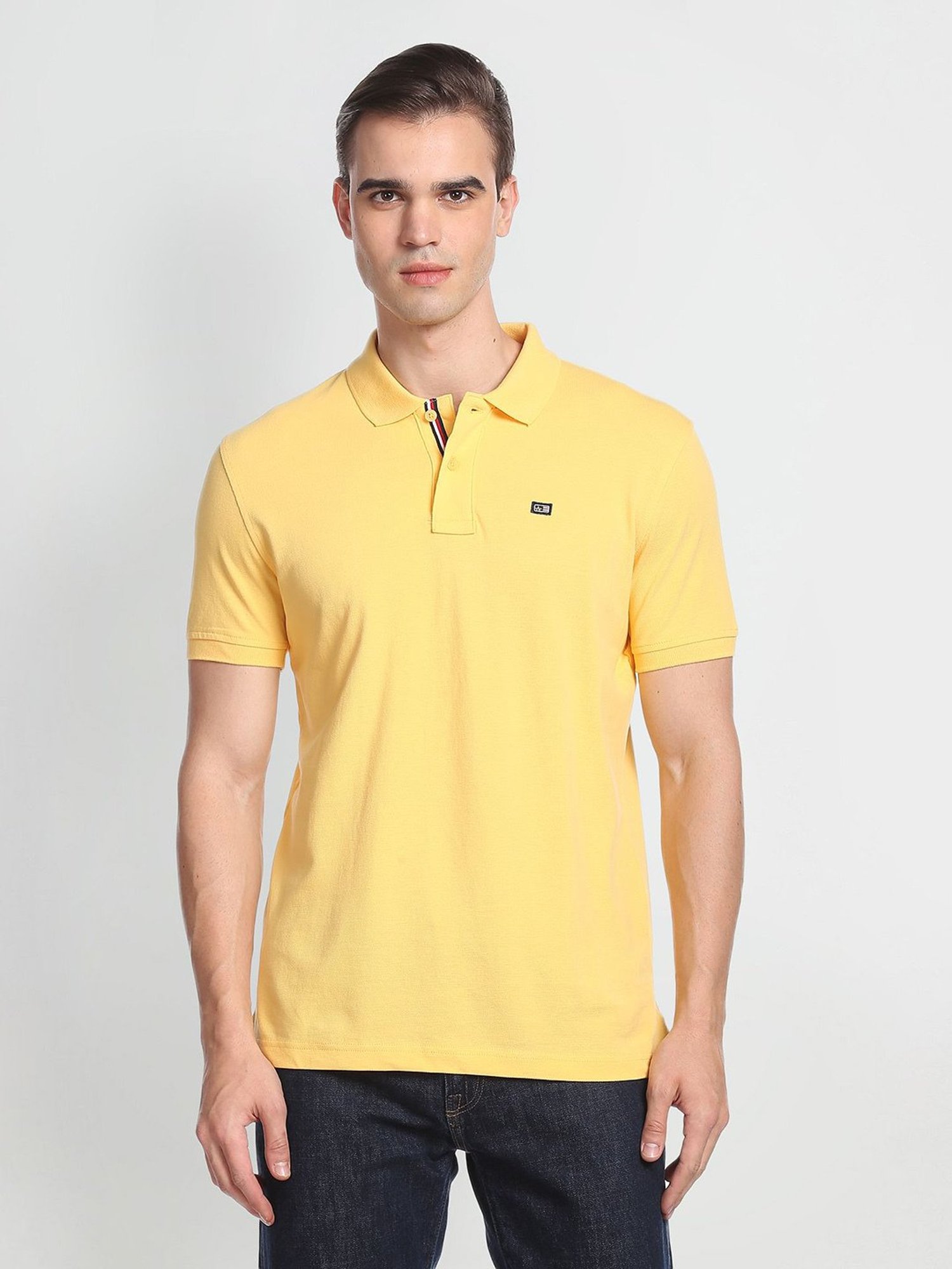 Arrow Sport Yellow Regular Fit Cotton Polo T-Shirt