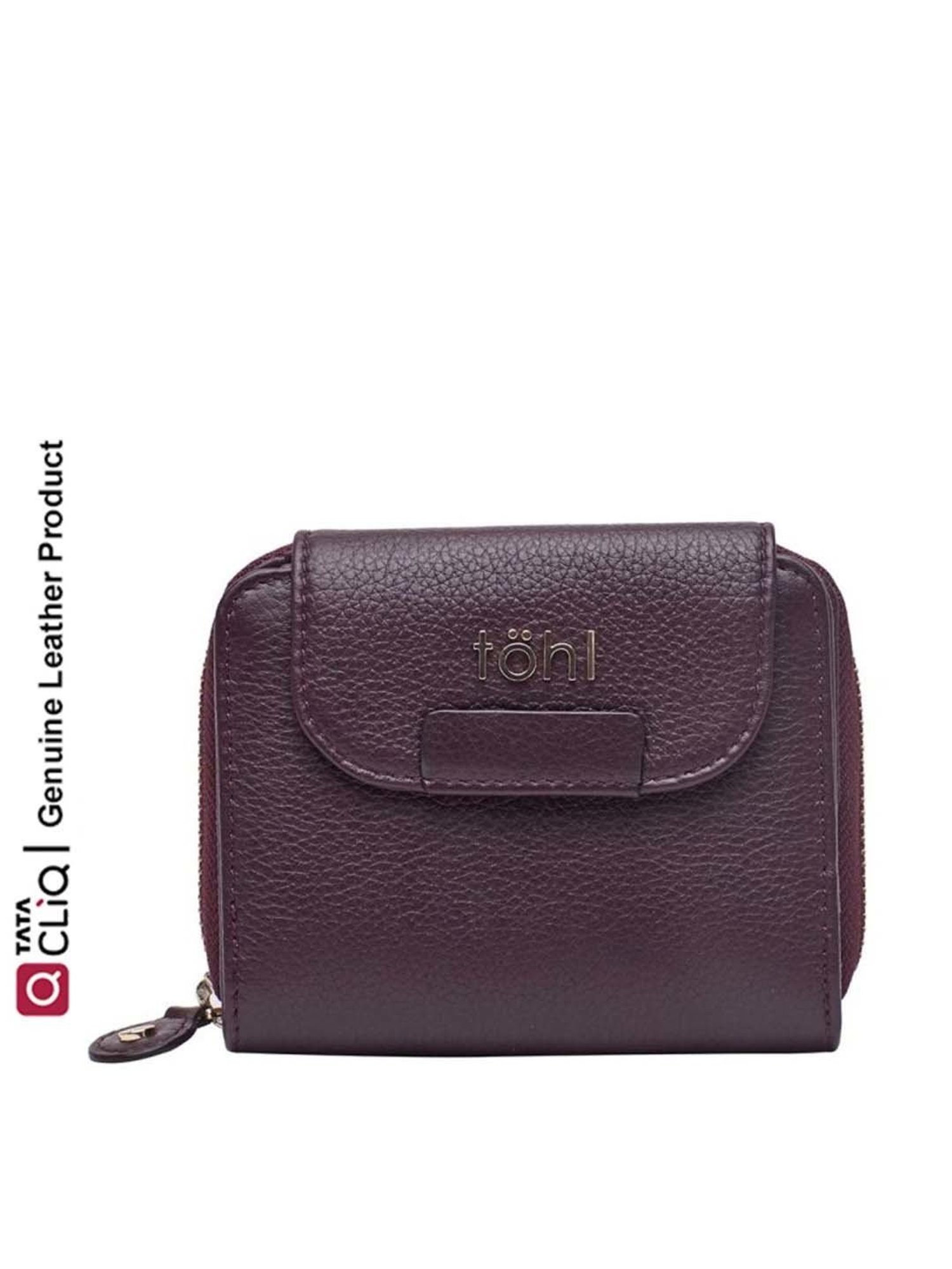 Tohl Burgundy Solid Tri-Fold Wallet for Women