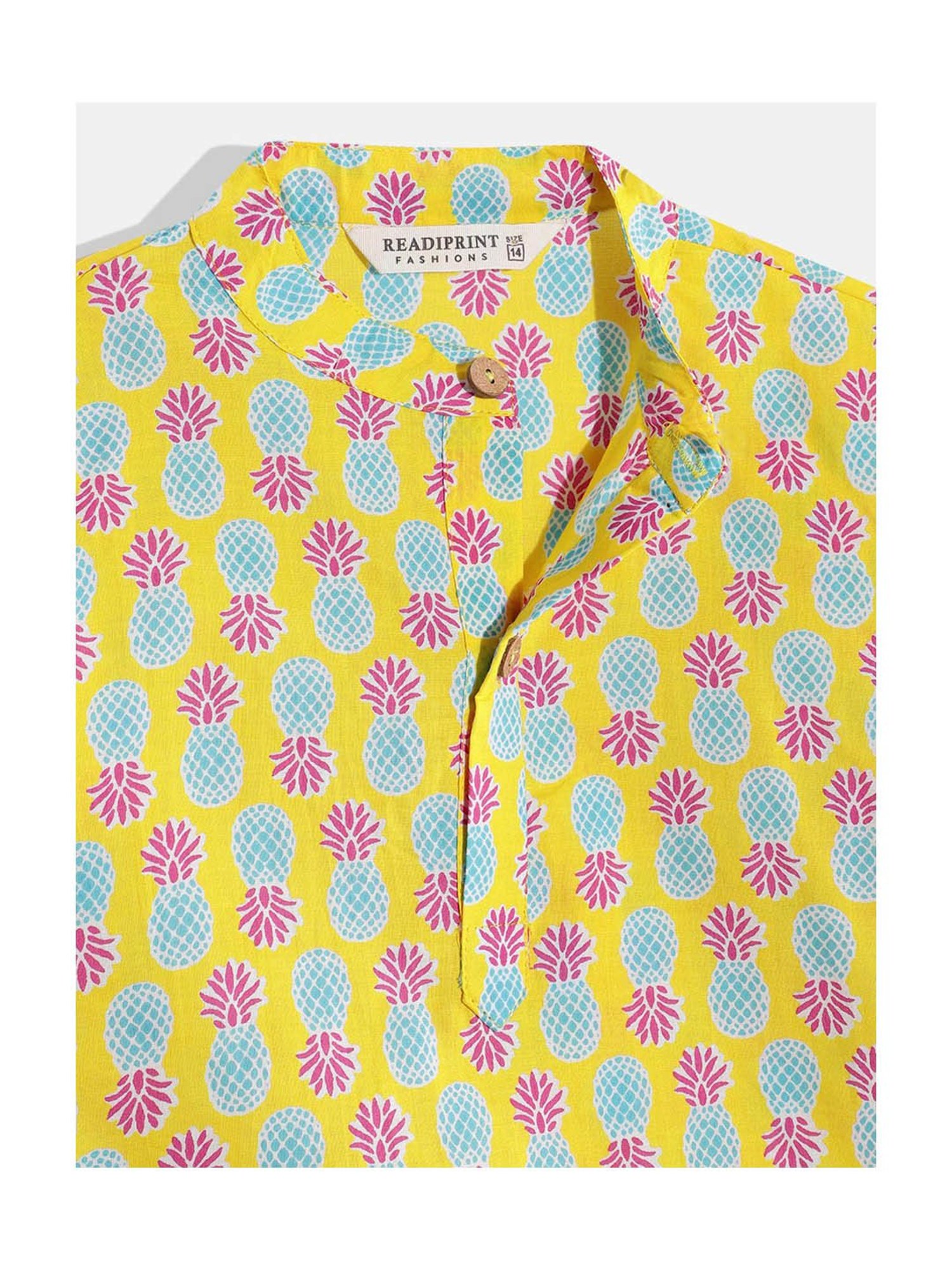 READIPRINT FASHIONS Kids Yellow & White Printed Full Sleeves Kurta with Pyjamas