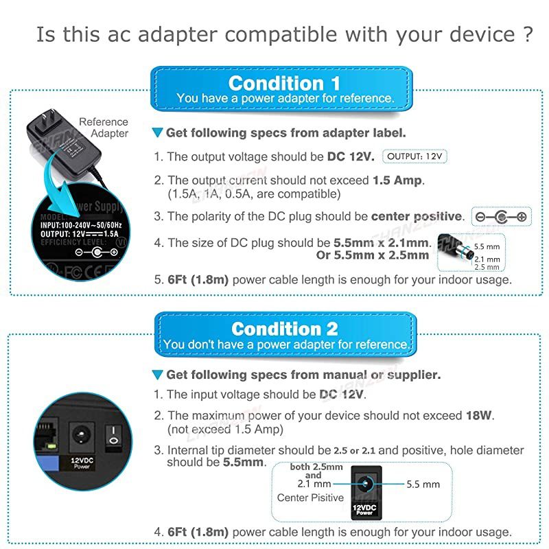 UL Listed  12V 15A 18W AC DC Switching Power Supply Adapter Input 100240V Output 12 Volt 15 Amp 6Ft Cord 18 Watt Wall Wart Transformer Charger for DC12V Security CCTV Camera 2Pack