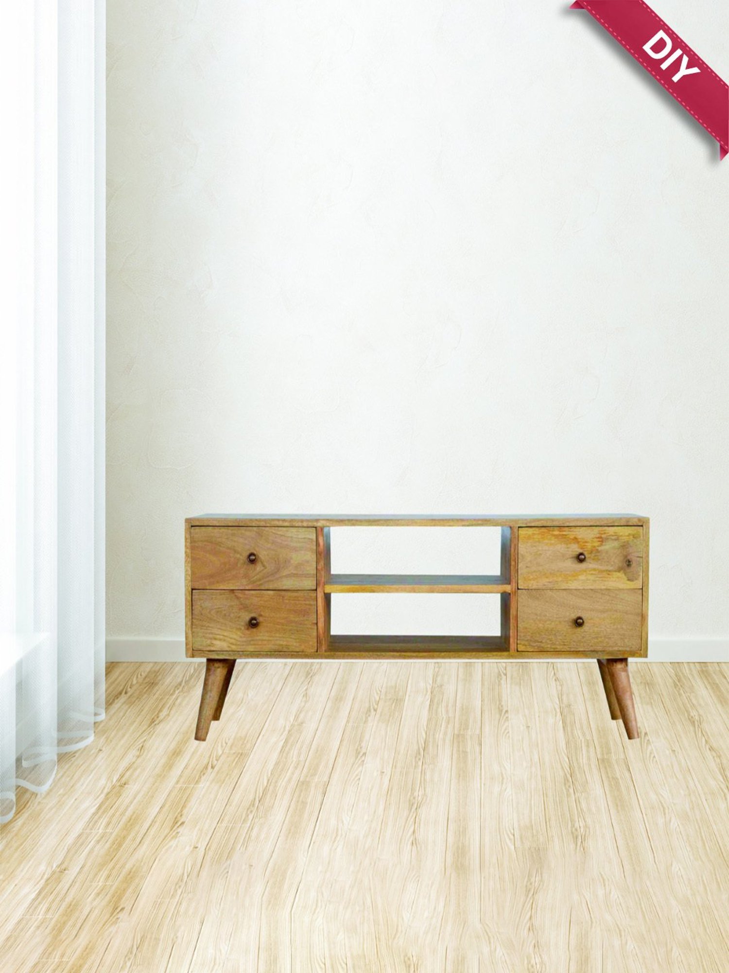 Delite Kom Flex Flowery Wenge & Acacia Dark Engineered Wood TV Entertainment Unit