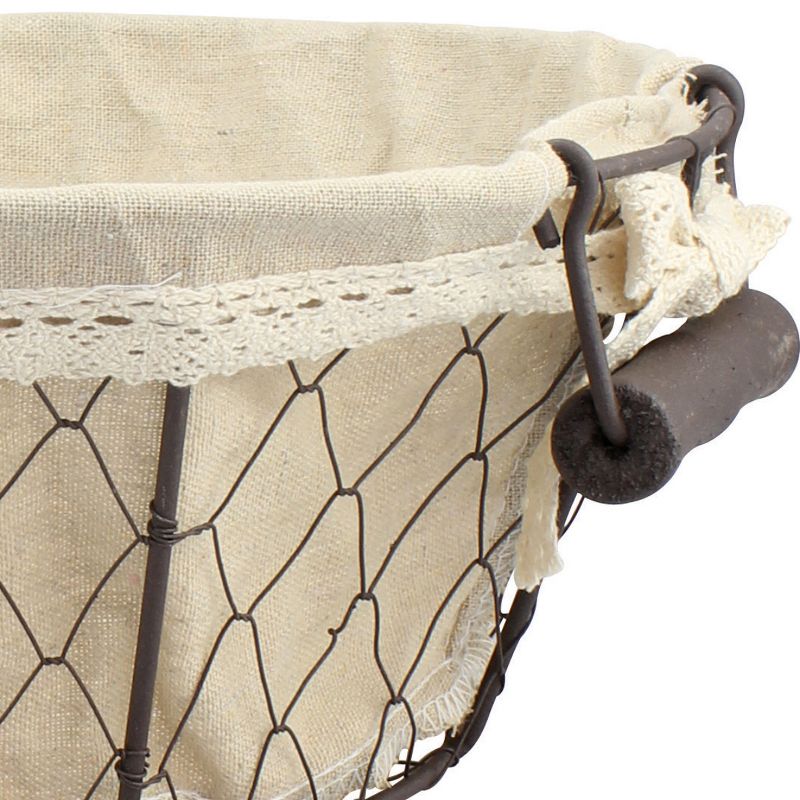 2pk Round Wire Baskets with Fabric Off White - Stonebriar