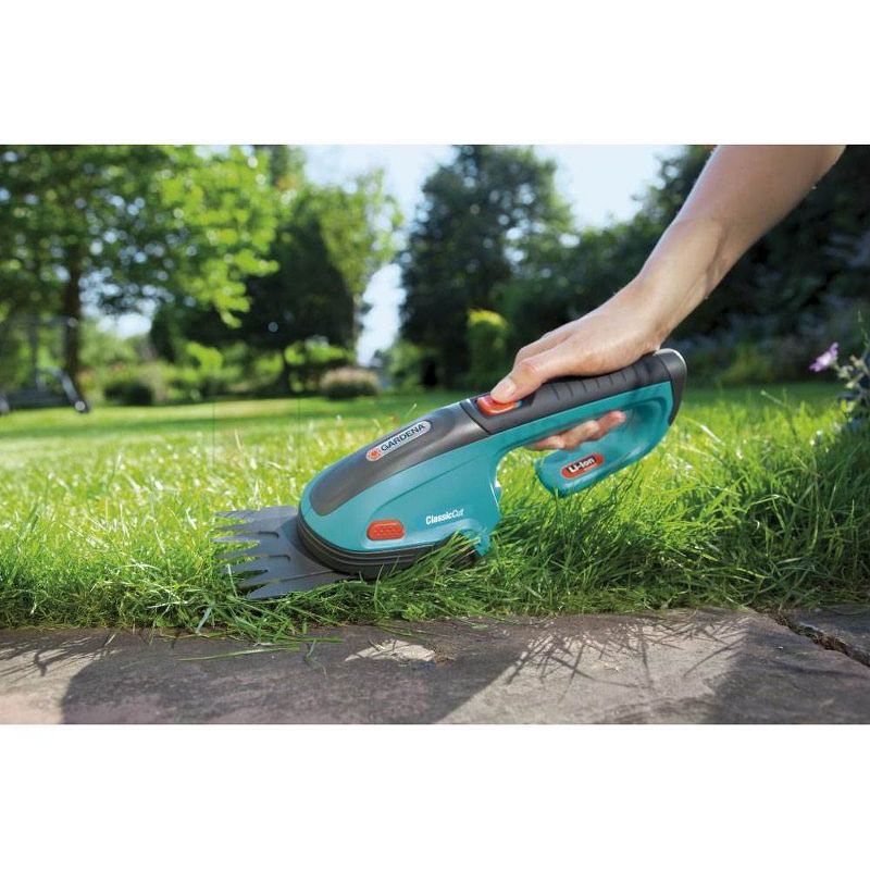 Gardena 3 Inch Cordless Lithium Ion Rechargeable ClassicCut Grass Shears, Blue