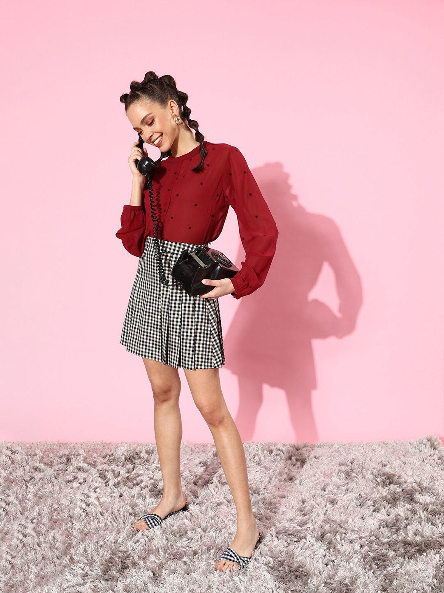 QUIERO Maroon Embroidered Top