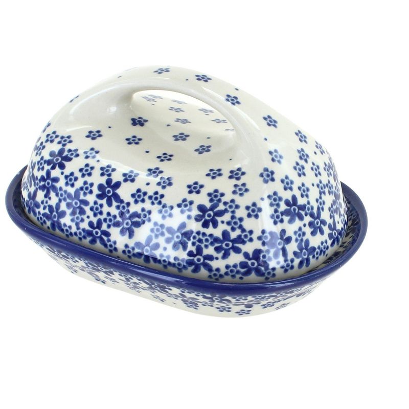 Blue Rose Polish Pottery Fleurette Butter Dish