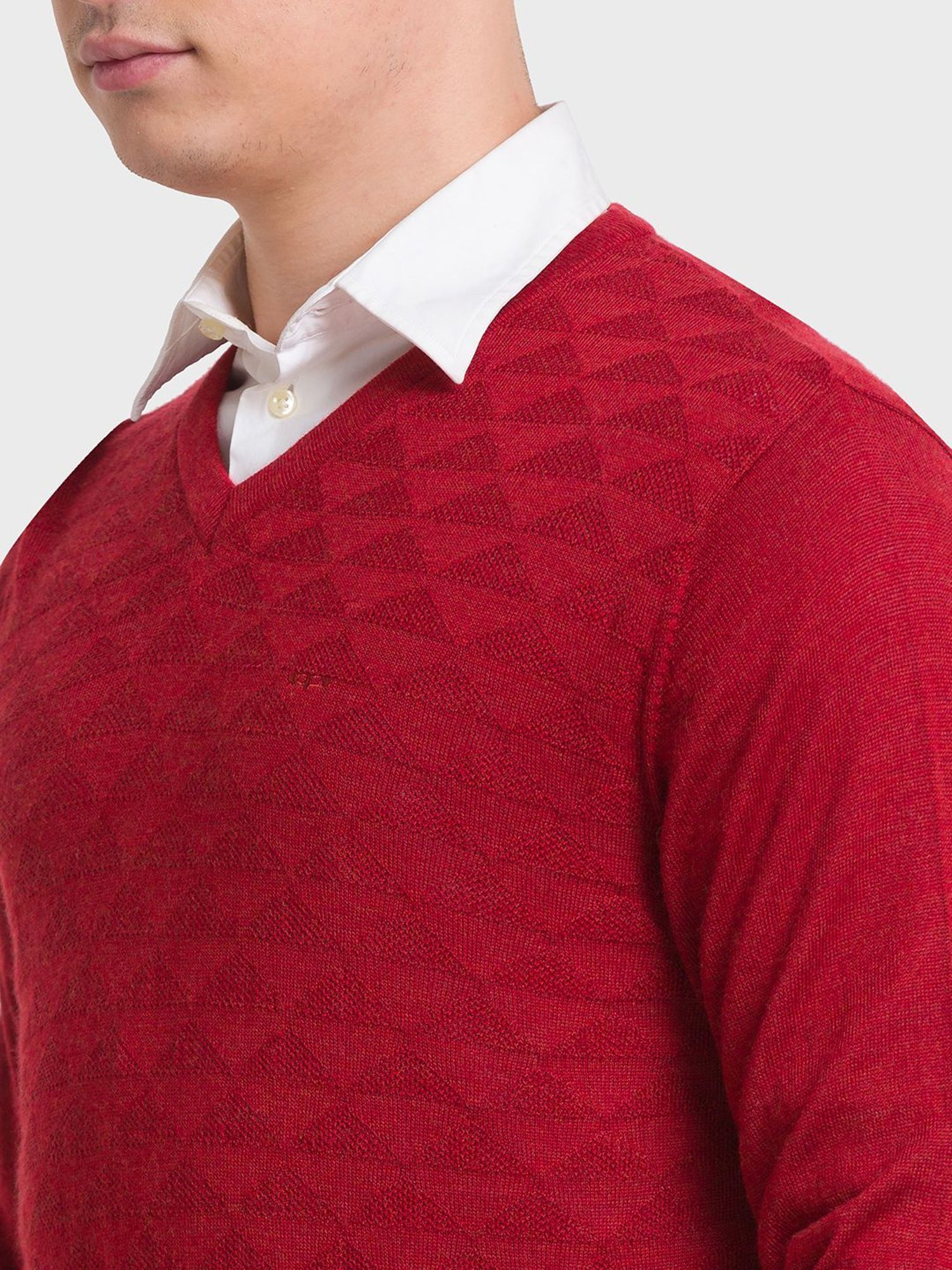 ColorPlus Orange Tailored Fit Self Pattern Sweaters