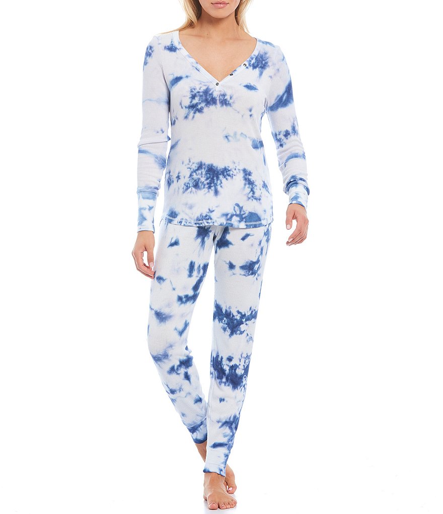 PJ Salvage Blue Tide Tie-Dye Ribbed Coordinating Sleep Top