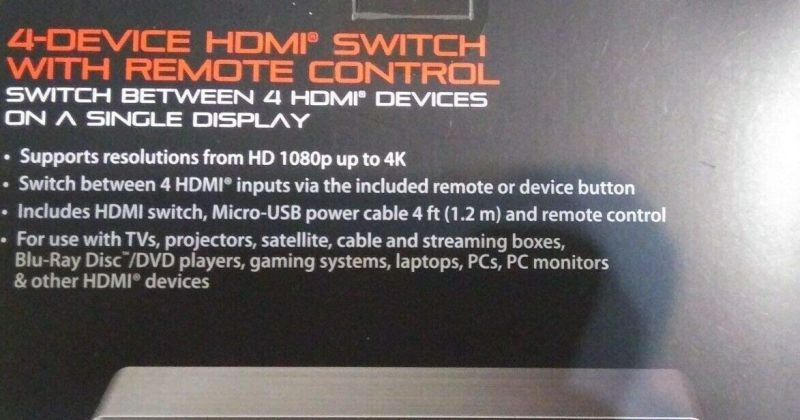 BlackWeb 4-Device HDMI Switch with Remote Control