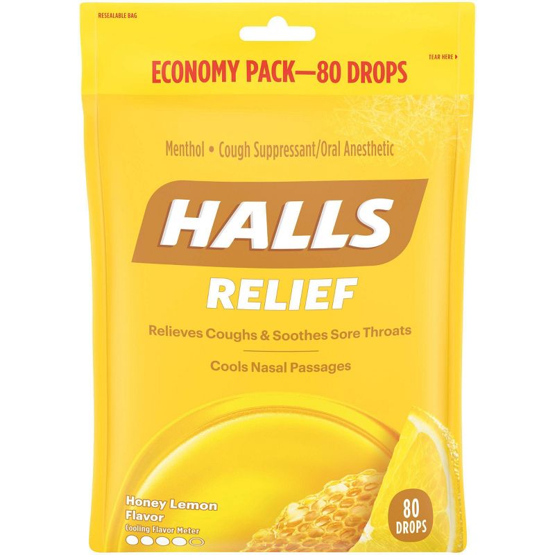 Halls Cough Drops - Honey Lemon - 80ct